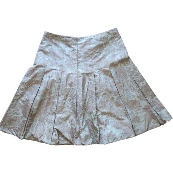 AKRIS green and brown floral pleated skirt - Picture 8 of 10
